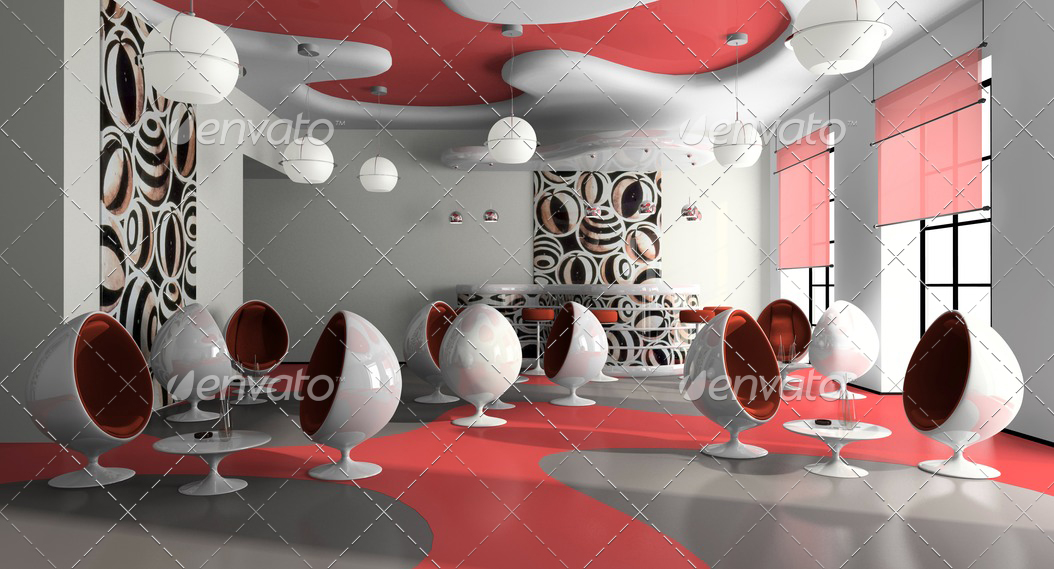 Interior of the modern cafe